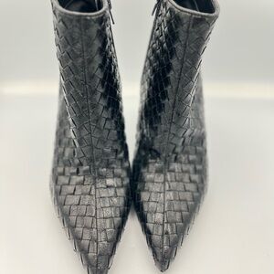 Elegant Black Woven Ankle Boots